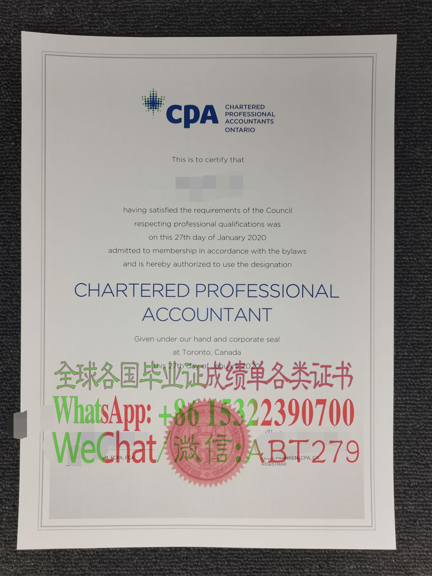 一比一仿安大略省特许专业会计师证CPA