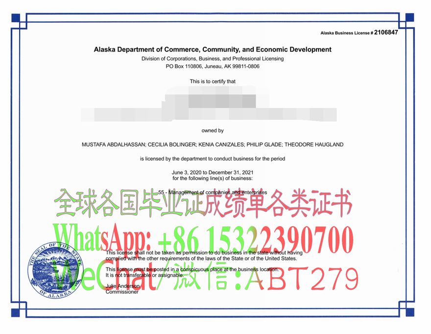 哪里能买到美国阿拉斯加营业执照